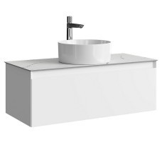 Тумба-умывальник Aqwella Geometria 100 (белый матовый) со столешницей