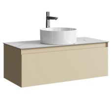 Тумба-умывальник Aqwella Geometria 100 (морская дюна матовый) со столешницей