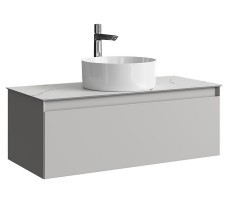 Тумба-умывальник Aqwella Geometria 100 (серый туман матовый) со столешницей