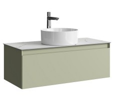 Тумба-умывальник Aqwella Geometria 100 (шалфей зеленый матовый) со столешницей