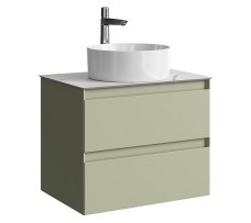 Тумба-умывальник Aqwella Geometria 65 (шалфей зелёный матовый) со столешницей