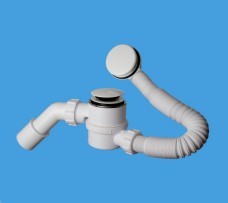 Слив-перелив McAlpine для ванны, тип "клик-клак" (белый глянец)