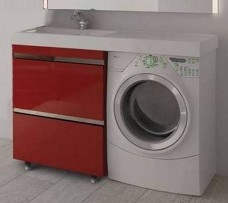 LOTOS-130 комплект напольной тумбы и умывальника с местом для стиральной машины
