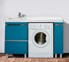 LOTOS-140-LONG комплект напольной тумбы и умывальника с местом для стиральной машины