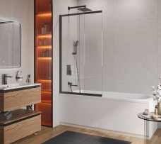 Шторка на ванну Cezares Slider FIX-VF-11-90 (оружейная сталь/прозрачное)