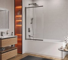 Шторка на ванну Cezares Slider VF-11-90 (оружейная сталь/прозрачное)